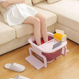 Maxbell Foldable Foot Soaking Tub with Massaging Rollers Plastic Pink