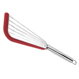 Maxbell Stainless Steel Fish Spatula Comfortable Handle Extra Large for Men Gifts Red+Silver Handle