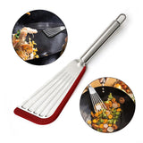 Maxbell Stainless Steel Fish Spatula Comfortable Handle Extra Large for Men Gifts Red+Silver Handle