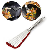 Maxbell Stainless Steel Fish Spatula Comfortable Handle Extra Large for Men Gifts Red+Silver Handle