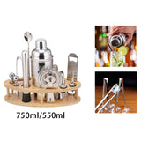 Maxbell 13Pcs Cocktail Shaker Set Wine Mixed Drinks with Stand for Beginner 750ml