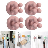 Maxbell Silicone Toothbrush Holders Wall Mounted for Hanging Razor Kitchen College Pink