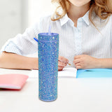 Maxbell Coffee Travel Mug Glitter Iced Coffee Tumblers Food Grade 450ml Water Bottle Blue