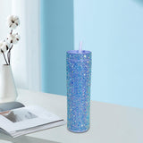 Maxbell Coffee Travel Mug Glitter Iced Coffee Tumblers Food Grade 450ml Water Bottle Blue