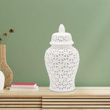 Maxbell White Ginger Jar Retro Style Centerpiece for Table Living Room Decoration