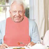 Maxbell Adult Bib with Crumb Catcher Easy to Clean for Disabled Patients Seniors M Pink