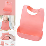 Maxbell Adult Bib with Crumb Catcher Easy to Clean for Disabled Patients Seniors M Pink