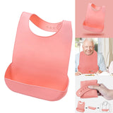 Maxbell Adult Bib with Crumb Catcher Easy to Clean for Disabled Patients Seniors M Pink