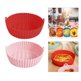 Maxbell Air Fryer Silicone Liner Round Reusable Food Safe heating food Baking  Red
