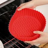 Maxbell Air Fryer Silicone Liner Round Reusable Food Safe heating food Baking  Red