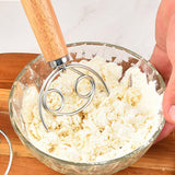 Maxbell Hand Danish Dough Whisk Bread Mixing Tool 2 Eye Whisk for Pancakes Dessert