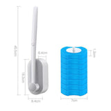 Maxbell Disposable Toilet Brush Cleaning Tool for Home Bathroom Gray 8x Blue Head