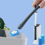Maxbell Toilet brush Cleaning Supplies with Long Handle Flexible for Household Hotel Blue