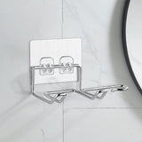 Maxbell Hair Dryer Holder No Drilling Styling Tool Organizer Sturdy Bathroom Silver