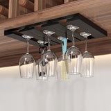 Maxbell Wine Glasses Holder Stainless Steel Hanger Under Cabinet Bar Storage Rack Black