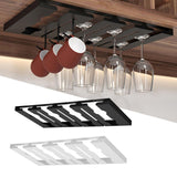 Maxbell Wine Glasses Holder Stainless Steel Hanger Under Cabinet Bar Storage Rack Black