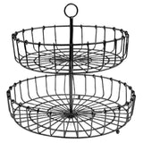 Maxbell 2 Tier Fruit Basket Bowl Organizer Storage Tray Tiered Stand Holder Home round black