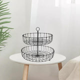 Maxbell 2 Tier Fruit Basket Bowl Organizer Storage Tray Tiered Stand Holder Home round black