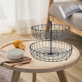 Maxbell 2 Tier Fruit Basket Bowl Organizer Storage Tray Tiered Stand Holder Home round black