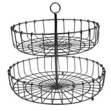 Maxbell 2 Tier Fruit Basket Bowl Organizer Storage Tray Tiered Stand Holder Home round black