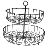 Maxbell 2 Tier Fruit Basket Bowl Organizer Storage Tray Tiered Stand Holder Home round black