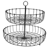 Maxbell 2 Tier Fruit Basket Bowl Organizer Storage Tray Tiered Stand Holder Home round black