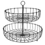 Maxbell 2 Tier Fruit Basket Bowl Organizer Storage Tray Tiered Stand Holder Home round black