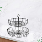 Maxbell 2 Tier Fruit Basket Bowl Organizer Storage Tray Tiered Stand Holder Home round black