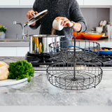 Maxbell 2 Tier Fruit Basket Bowl Organizer Storage Tray Tiered Stand Holder Home round black