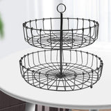 Maxbell 2 Tier Fruit Basket Bowl Organizer Storage Tray Tiered Stand Holder Home round black