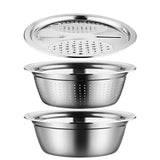 Maxbell Stainless Steel Basin Portable Ginger Grater Basket Drain Basket Household 28cm