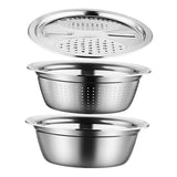 Maxbell Stainless Steel Basin Portable Ginger Grater Basket Drain Basket Household 28cm