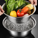 Maxbell Stainless Steel Basin Portable Ginger Grater Basket Drain Basket Household 30cm