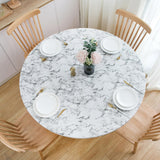 Maxbell Round Vinyl Fitted Tablecloth Waterproof with Flannel Backing Table Cover