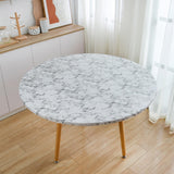 Maxbell Round Vinyl Fitted Tablecloth Waterproof with Flannel Backing Table Cover