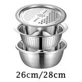 Maxbell Stainless Steel Grater Basin Kit 3 in 1 Multifunctional Salad Bowl 26cm