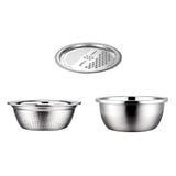 Maxbell Stainless Steel Grater Basin Kit 3 in 1 Multifunctional Salad Bowl 26cm