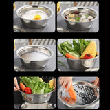 Maxbell Stainless Steel Grater Basin Kit 3 in 1 Multifunctional Salad Bowl 26cm