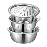 Maxbell Stainless Steel Grater Basin Kit 3 in 1 Multifunctional Salad Bowl 26cm