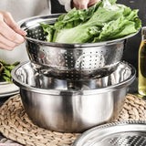 Maxbell Stainless Steel Grater Basin Kit 3 in 1 Multifunctional Salad Bowl 26cm