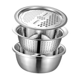 Maxbell Stainless Steel Grater Basin Kit 3 in 1 Multifunctional Salad Bowl 26cm