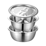 Maxbell Stainless Steel Grater Basin Kit 3 in 1 Multifunctional Salad Bowl 26cm