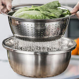 Maxbell Stainless Steel Grater Basin Kit 3 in 1 Multifunctional Salad Bowl 26cm