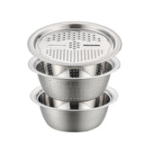 Maxbell Stainless Steel Grater Basin Kit 3 in 1 Multifunctional Salad Bowl 28cm