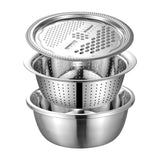 Maxbell Stainless Steel Grater Basin Kit 3 in 1 Multifunctional Salad Bowl 28cm