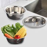 Maxbell Stainless Steel Grater Basin Kit 3 in 1 Multifunctional Salad Bowl 28cm