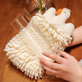 Maxbell Chenille Soft Hanging Hand Towels Cute Opp Texture Package for Home Kitchen white