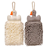 Maxbell Chenille Soft Hanging Hand Towels Cute Opp Texture Package for Home Kitchen white