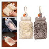 Maxbell Chenille Soft Hanging Hand Towels Cute Opp Texture Package for Home Kitchen white