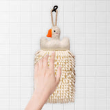 Maxbell Chenille Soft Hanging Hand Towels Cute Opp Texture Package for Home Kitchen white